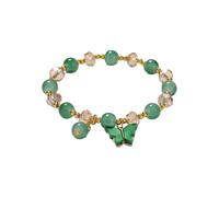 Generisch Männer Schmuck 2024 Imitations-Jade-Schmetterling-Kristallglas-Armband Tochter Kinder-Perlenarmband Damen Uhr Silber Lederarmband, A, résine, Pas de gemme