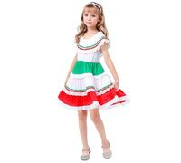 Generisch Magnifique robe mexicaine pour fille, pour les occasions festives, les fêtes culturelles avec un design traditionnel, Blanc., 5-6 ans
