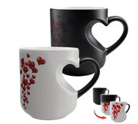 Generisch Magnifique tasse en céramique en forme de cœur à couleur changeante de 325 ml avec anse ergonomique en forme de cœur pour la maison, la cuisine, les voyages, le bureau (1 pièce)
