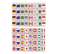 Generisch Mahjong Jeu de grandes pierres Seaside Escape Game Blocks Mahjong, blocs de carreaux, avec autocollants, motif drapeau national mini mahjong