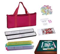 Generisch Mahjong Kit de jeu Mahjong compact avec sac de transport pratique - Jeu Mahjong portable complet avec règles et dés pour la maison, adultes, personnes âgées