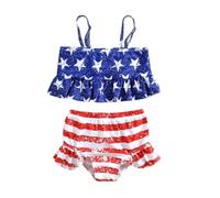 Generisch Maillot de bain 2 pièces imprimé pour fille, matériau léger de protection solaire, convient pour la plage, la piscine, l'extérieur, bleu, 12-18 mois