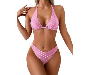 Generisch Maillot de bain 2 pièces pour femme à pois avec épilateur
