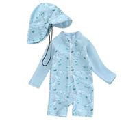 Generisch Maillot de bain à manches longues pour enfant garçon Rash Guard Maillot de bain pour nourrisson Mode plage, bleu clair, 12-24 mois