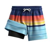 Generisch Maillot de bain avec imprimés graphiques cool, short de bain confortable pour adolescents au design tendance, idéal pour les activités d'été, les loisirs sur la plage, bleu, 7-8 ans
