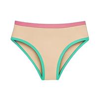 Generisch Maillot de bain bicolore pour fille avec taille élastique douce pour la plage, la piscine, bas d'été confortable de style extérieur, beige, 5-6 ans
