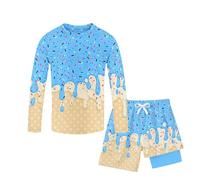Generisch Maillot de bain deux pièces avec imprimé crème glacée pour un vêtement de plage idéal pour la piscine avec un joli motif pour les aventures estivales, bleu ciel, 2-3 ans