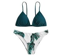 Generisch Maillot de bain deux pièces pour femme Ensembles bikini sexy avec short Maillots de bain pour femmes Maillots de bain pour femmes Bikini 2024 Maillot de bain deux pièces Col en V, #2 - Vert