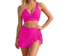 Generisch Maillot de bain élégant pour femme avec jupe fluide pour une couverture optimale et une coupe moulante, rouge, XXL