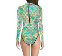 Generisch Maillot de bain élégant pour femme avec motif écailles de poisson - Maillot de bain une pièce tendance pour la natation, les vacances à la plage et le bien-être, Vert clair., XXL