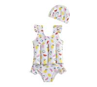 Generisch Maillot de bain flottant pour filles, enfants, combinaison d'entraînement de natation (4 ans, 8 ans), Blanc., 7-8 ans