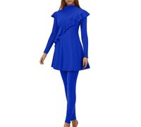 Generisch Maillot de bain musulman 3 pièces pour femme - Burkini - Couverture complète - Maillot de bain islamique avec pantalon antidérapant et foulard - Anti-chlore - Vêtement de plage - Tenue de