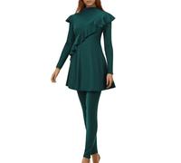 Generisch Maillot de bain musulman 3 pièces pour femme - Burkini - Couverture complète - Maillot de bain islamique avec pantalon antidérapant et foulard - Anti-chlore - Vêtement de plage - Tenue de