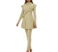 Generisch Maillot de bain musulman 3 pièces pour femme - Burkini - Couverture complète - Maillot de bain islamique avec pantalon antidérapant et foulard - Anti-chlore - Vêtement de plage - Tenue de