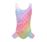 Generisch Maillot de bain pour adolescente et fille - Sport dos nu - Avec volants - Sans manches - Élastique - Hawaï - Maillot de bain une pièce - Maillot de bain une pièce - Pour enfants