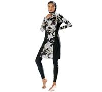 Generisch Maillot de bain pour femme musulmane - Couverture complète - Modeste - Musulman - Maillots de bain - Burkini - Manches courtes - Haut et pantalon - 2 pièces, Noir , M