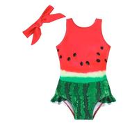 Generisch Maillot de bain pour fille - Bikini - Maillot de bain pour bébé fille - Imprimé pastèque - Maillot de bain pour fille - Avec décolleté - Vêtement pour bébé - Tante, rouge, 3-6 mois