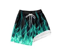 Generisch Maillot de bain tendance uni pour garçon avec doublure de compression, short de bain extensible, vert, 10T=150