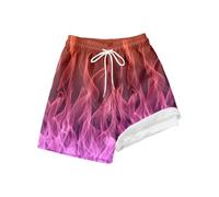 Generisch Maillot de bain tendance uni pour garçon avec doublure de compression, short de bain extensible, matériau à séchage rapide, Rose, 14T=160
