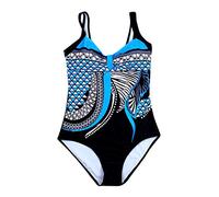 Generisch Maillot de bain une pièce dos nu pour femme avec imprimé - Maillot de bain une pièce pour la piscine, la plage - Dos nu tendance avec fronces - Tissu extensible respirant pour la plongée et