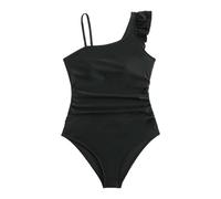 Generisch Maillot de bain une pièce pour adolescente avec coussinets de soutien-gorge amovibles, Noir , 15-16 ans