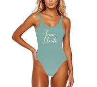 Generisch Maillot de bain une pièce pour femme - Dos nu - Avec imprimé mariée - Dos nu - Maillot de bain taille haute - Col en U - Couleur unie - Vêtements de plage - Body sexy, O Vert., M