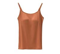 Generisch Maillot de corps pour femme avec manches cinq doigts, sans anneau en acier, bonnets de soutien-gorge, un maillot de corps de sport, marron, L