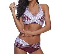 Generisch Maillots de corps et polka bikini pour hommes dans la taille push-up femmes pois maillot de bain ensemble maillot de bain ensemble débardeur homme ample, Bordeaux, XXL