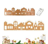 Generisch Maison en d'épice LED - Maison en carton pliable avec guirlande lumineuse - Table de Noël rustique - Décoration chaude et lumineuse pour salon, cuisine et bureau