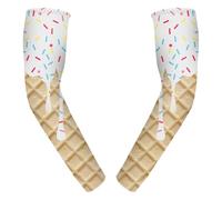 Generisch Manches de compression pour l'ensemble des bras, manches de course - Protection des coudes assortie avec design crème glacée - Protection UV pour femme, cyclisme, voyage, golf, randonnée