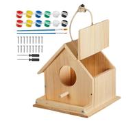 Generisch Mangeoire à oiseaux à peindre | Bois à peindre soi-même | Kit de construction de maison d'oiseaux pour enfants | pour la famille, la salle de classe, le camping, Pâques, le printemps et