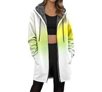 Generisch Manteau à capuche long pour femme avec dégradé de couleur - Veste de survêtement douillette avec fermeture éclair et doublure en peluche - Parka d'hiver chaude au look dip-dye, Style_d03