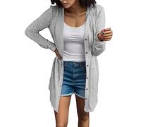 Generisch Manteau Brocart Femme Down Manches Longues Casual Cardigan Léger Home Coat Femme Manteau Noir Fourrure, gris, XL