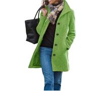 Generisch Manteau de chambre décontracté à simple boutonnage pour femme longueur midi, blazer d'hiver épais et décontracté, manteau d'hiver, Vert clair, 3XL