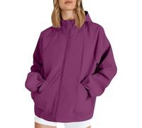 Generisch Manteau de pluie court et léger pour femme - Grandes tailles - Veste à capuche cargo fine - Coupe-vent - Veste de cyclisme baggy - Veste de demi-saison décontractée - Veste de ski pour