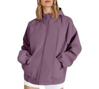 Generisch Manteau de pluie court et léger pour femme - Grandes tailles - Veste à capuche cargo fine - Coupe-vent - Veste de cyclisme baggy - Veste de demi-saison décontractée - Veste de ski pour