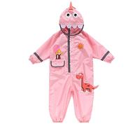 Generisch Manteau de pluie pour bébé dinosaure Combinaison Combinaison mignonne Veste de pluie attachée Imperméable Revêtement PU Durable Coloré Enfant Chaussures d'hiver, Rose, 7-10 ans