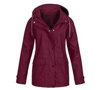 Generisch Manteau de pluie pour homme - Noir - Trench - Longue - Veste coupe-vent - Imperméable - Coupe surdimensionnée - Veste d'automne unisexe - Veste quotidienne - Manteau d'hiver, Bordeaux, XXL