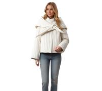 Generisch Manteau décontracté à col montant avec écharpe amovible de couleur unie grande taille pour une tenue polyvalente toute la journée, Blanc., M