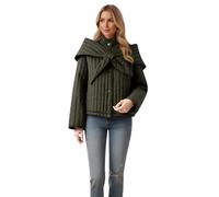 Generisch Manteau décontracté à col montant avec écharpe amovible de couleur unie grande taille pour une tenue polyvalente toute la journée, vert, M