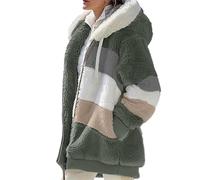 Generisch Manteau d'été léger pour femme 2025 Hiver Polaire floue Patchwork Cardigan Manteau d'extérieur avec manteau d'été pour femme, c, 3XL