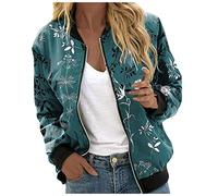 Generisch Manteau d'hiver à capuche pour femme Veste légère décontractée avec fermeture éclair, imprimé floral, manteau, col montant, vêtements de sport courts, hauts zippés, manteau deux pièces pour