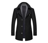 Generisch Manteau d'hiver court pour homme - Coupe ajustée - Manteau en deux pièces pour le travail et les loisirs - Manteau en laine avec col montant - Veste intérieure chaude intégrée - Manteau