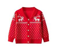 Generisch - Manteau d'hiver en forme de renne pour enfants en Europe Amérique, cardigan pour filles de 3 à 7 ans, rouge, 5-6 ans