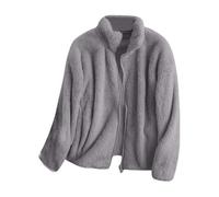 Generisch Manteau d'hiver en polaire pour femme - Col montant - Doublure chaude - Cardigan baggy avec fermeture éclair - Taille courte pour femme, c, 3XL