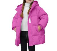 Generisch Manteau d'hiver fille doudoune à capuche veste d'hiver chaude et résistante au froid veste tampon coupe-vent parka d'hiver noire courte adolescent 100-150, lilas, 140