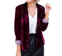 Generisch Manteau d'hiver pour femme à manches longues - Chemises boutonnées - Hiver - Couleur normale - Décontracté - Mode confortable - Haut de bureau avec poèmes, Bordeaux, XL