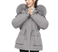 Generisch Manteau d'hiver pour femme - Polaire épaisse doublée - Parka d'hiver en polaire épaisse - Vêtement d'extérieur - Imperméabilisant, gris, XL