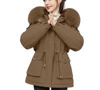 Generisch Manteau d'hiver pour femme - Polaire épaisse doublée - Parka d'hiver en polaire épaisse - Vêtement d'extérieur - Imperméabilisant, café, M