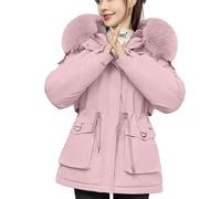 Generisch Manteau d'hiver pour femme - Polaire épaisse doublée - Parka d'hiver en polaire épaisse - Vêtement d'extérieur - Imperméabilisant, Rose, 3XL